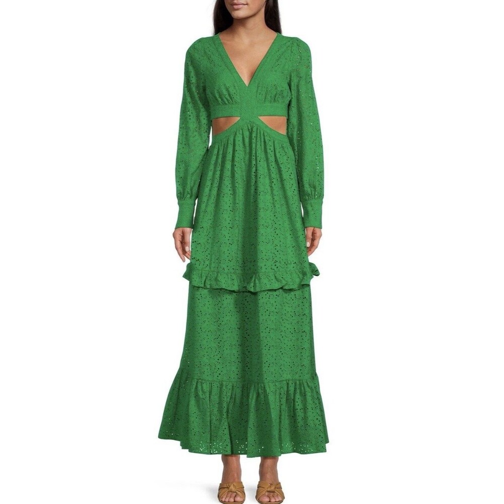 BTFL-Life Caroline Embroidered Eyelet Maxi Dress With Cutouts Size Small